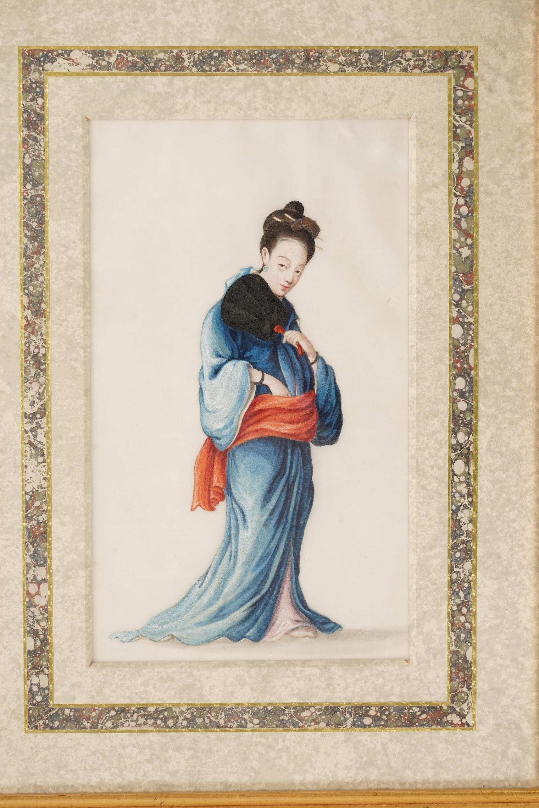 Circle of Youqua , Chinese (Mid 19th century), Street vendors, A set of six watercolours on pith paper, Image 23cm x 12.2cm
